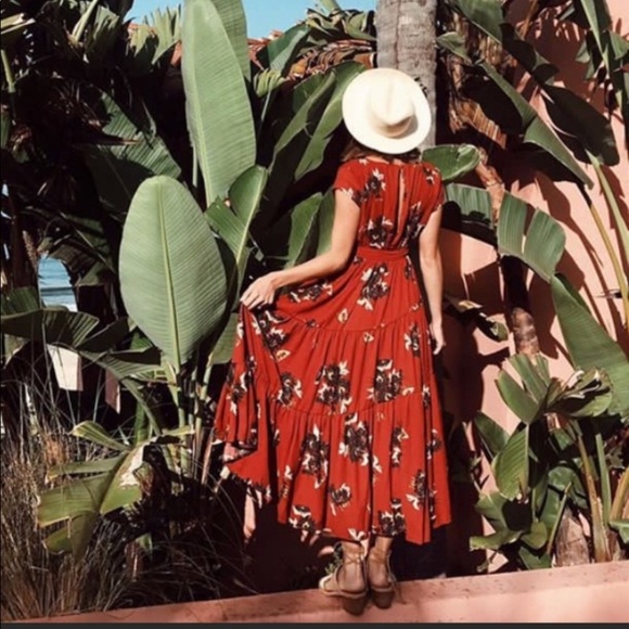 Free People All I Got Maxi Dress Retro Floral Sz 4 - Picture 2 of 16